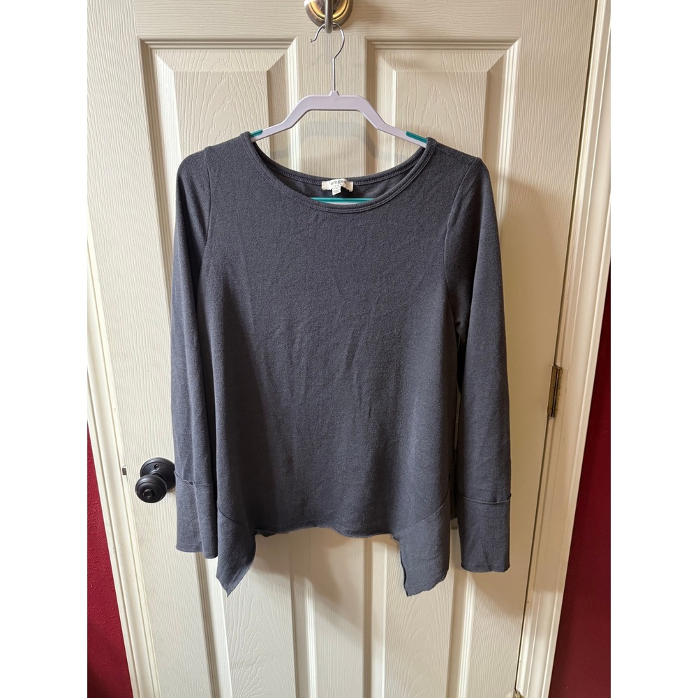 Umgee USA Women's‎ Gray Long Sleeve Tunic Top M Asymmetrical Hem Casual